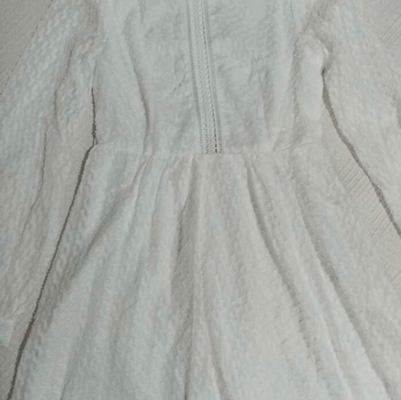 Frenchy Guipure Lace Insert Bishop Sleeve Belted Dress - Picture 3 of 4